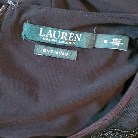 Lauren Ralph Lauren Evening Black Beaded Gown Size 8 Sleeveless Formal Dress - Picture 4 of 4
